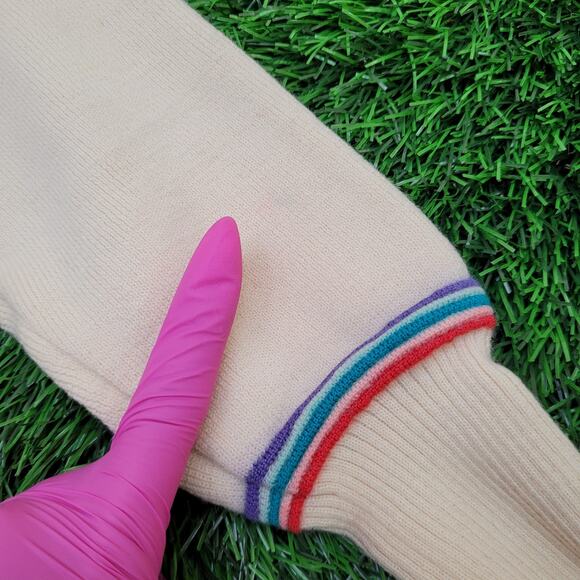 Vintage 80s MOD Sweatshirt Womens Small 17x20 Beige - Picture 5 of 12